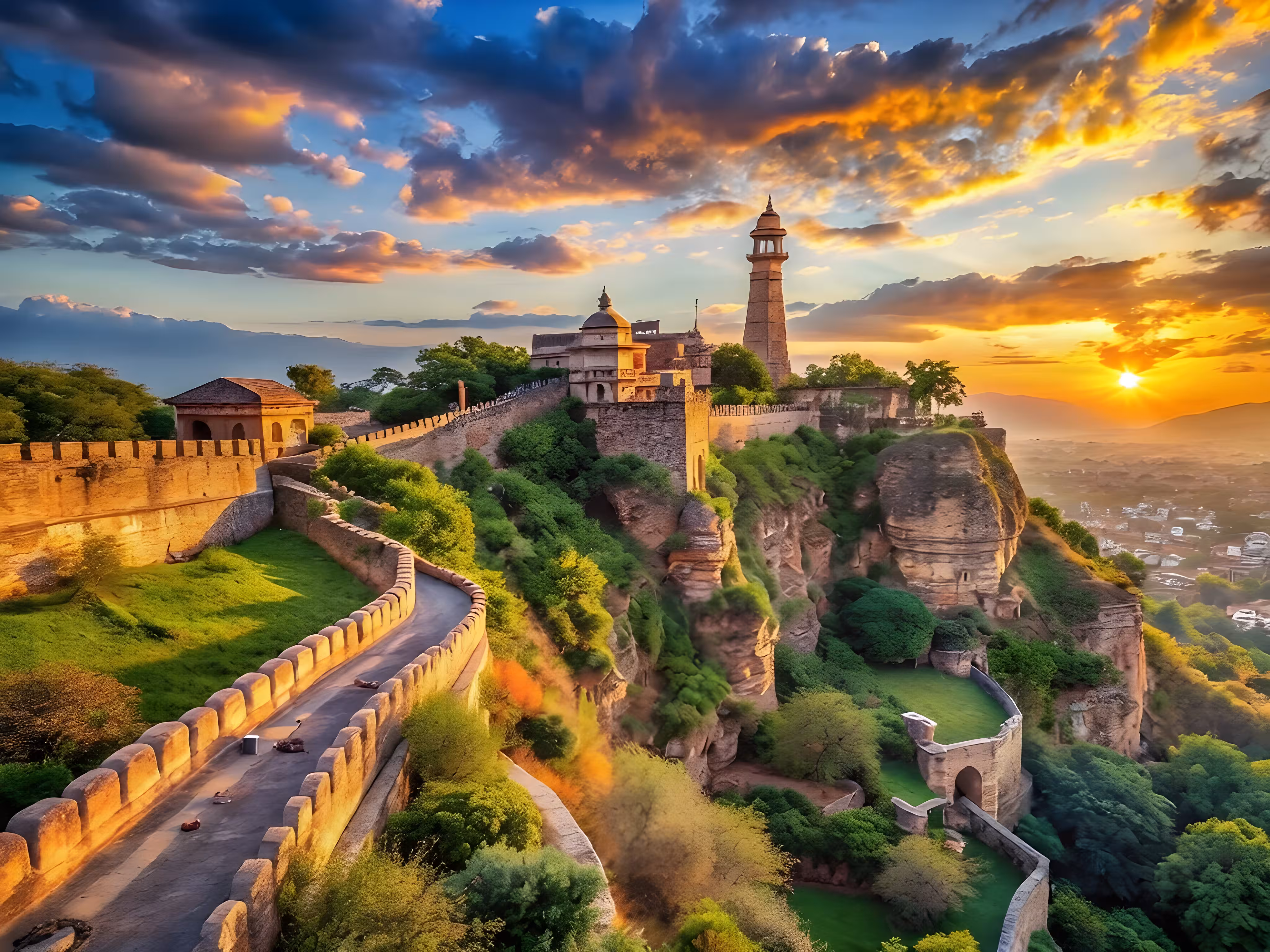 Vista del Fuerte de Chittorgarh, histórica fortaleza de Rajasthan, durante un viaje de lujo al norte de la India con Nepal