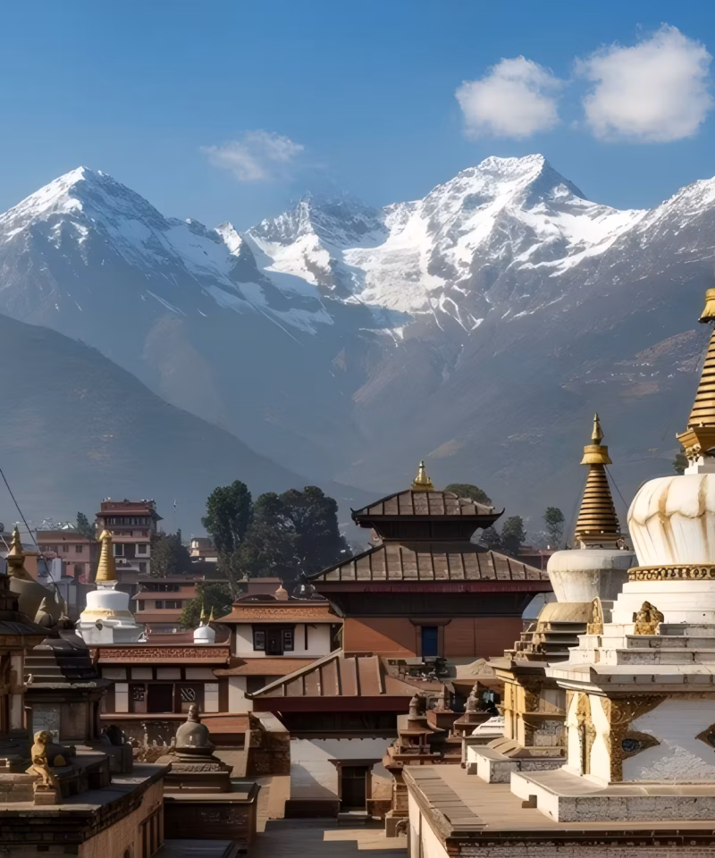 Vista de Katmandú con templos y arquitectura tradicional durante un viaje de lujo al norte de la India con Nepal